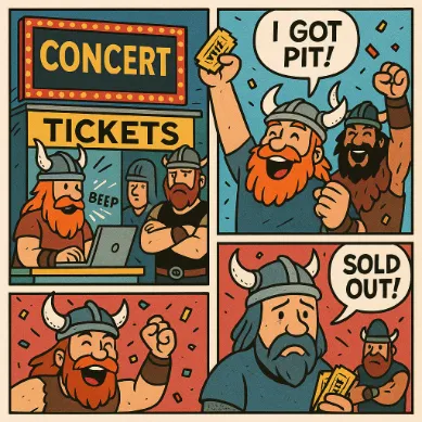 Foto mit der Band, die auf einem Trecker sitzt